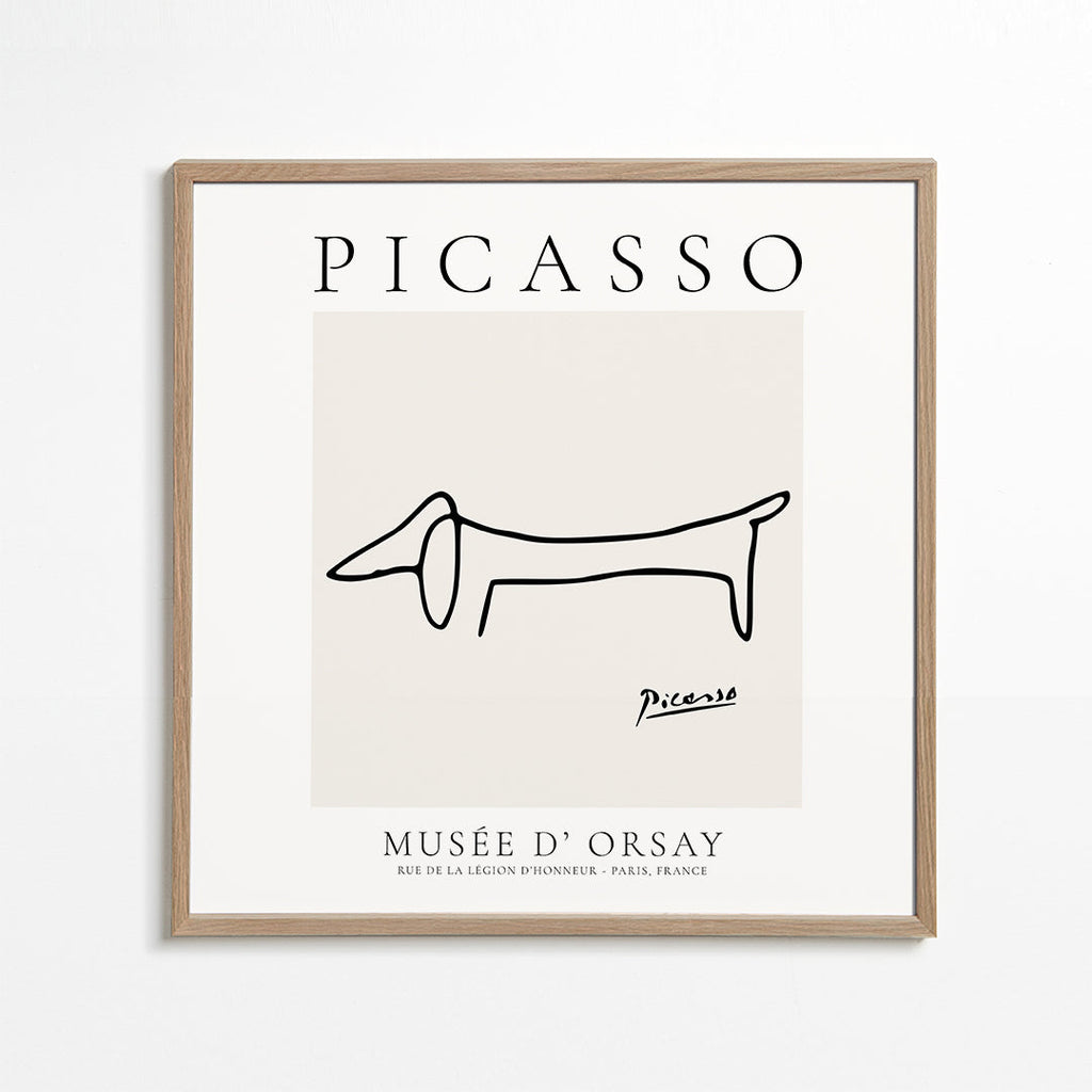 Linjhund kunstværk i Picasso-stil