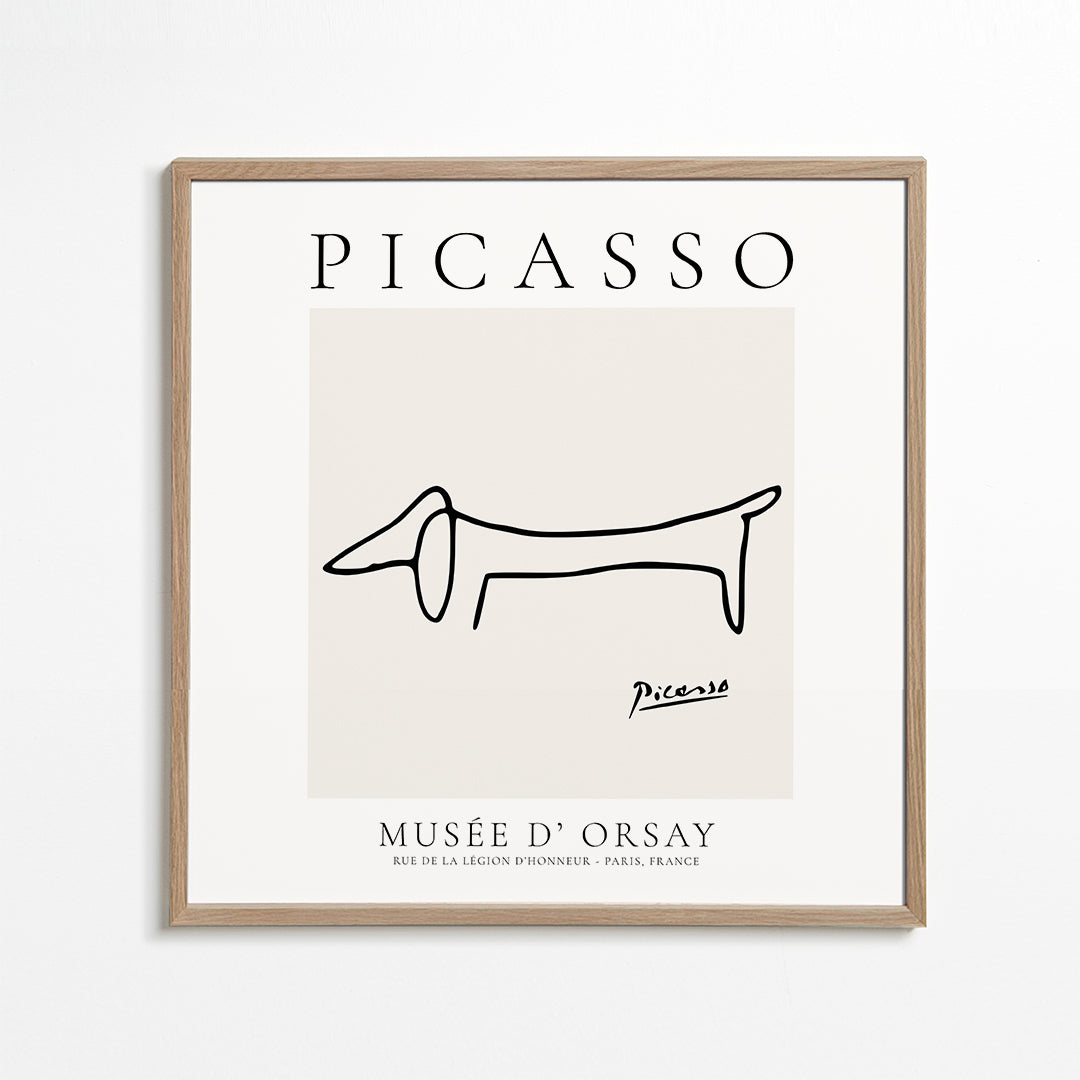 Linjhund kunstværk i Picasso-stil