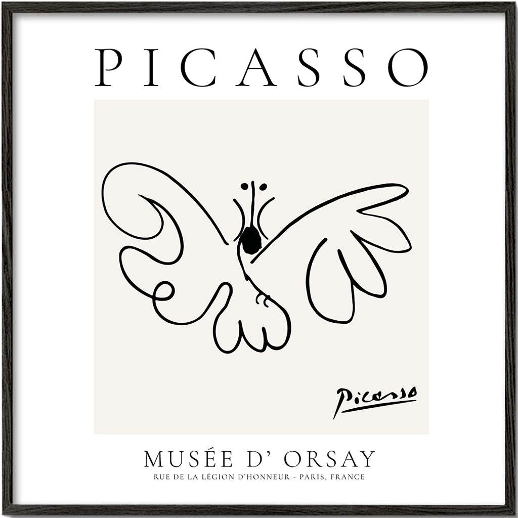 Due i linekunst inspireret af Picasso