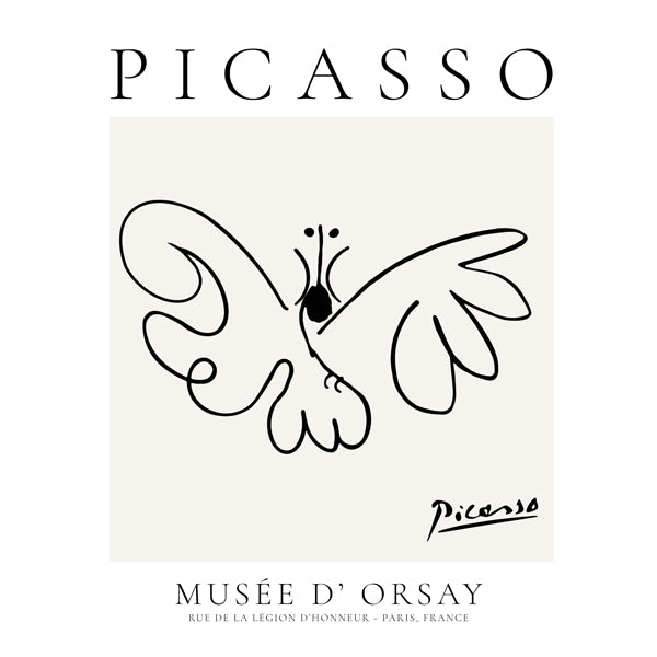 Due i linekunst inspireret af Picasso