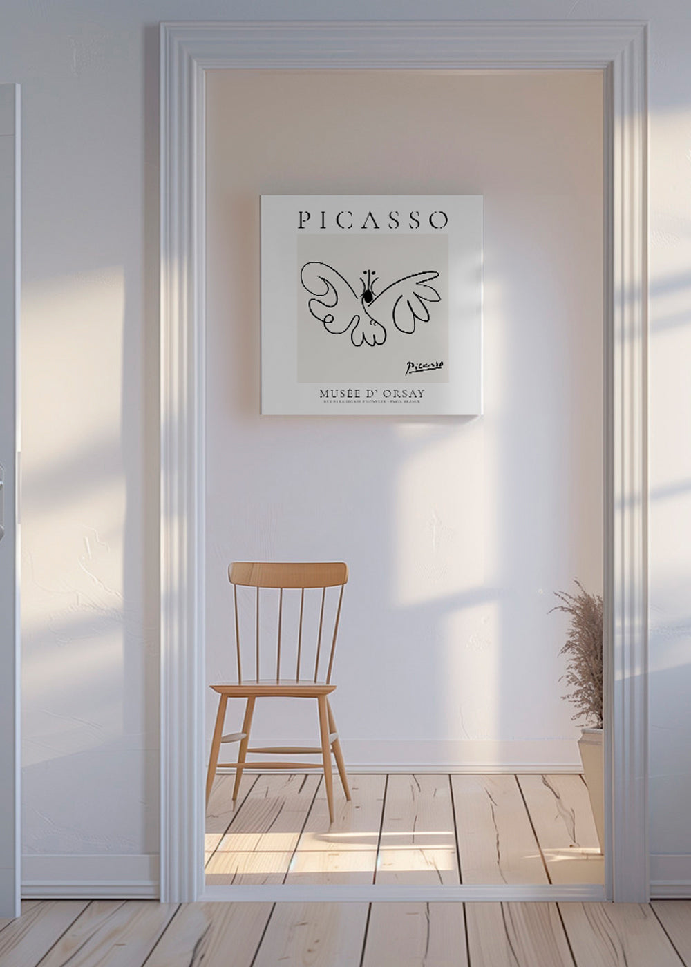 Due i linekunst inspireret af Picasso