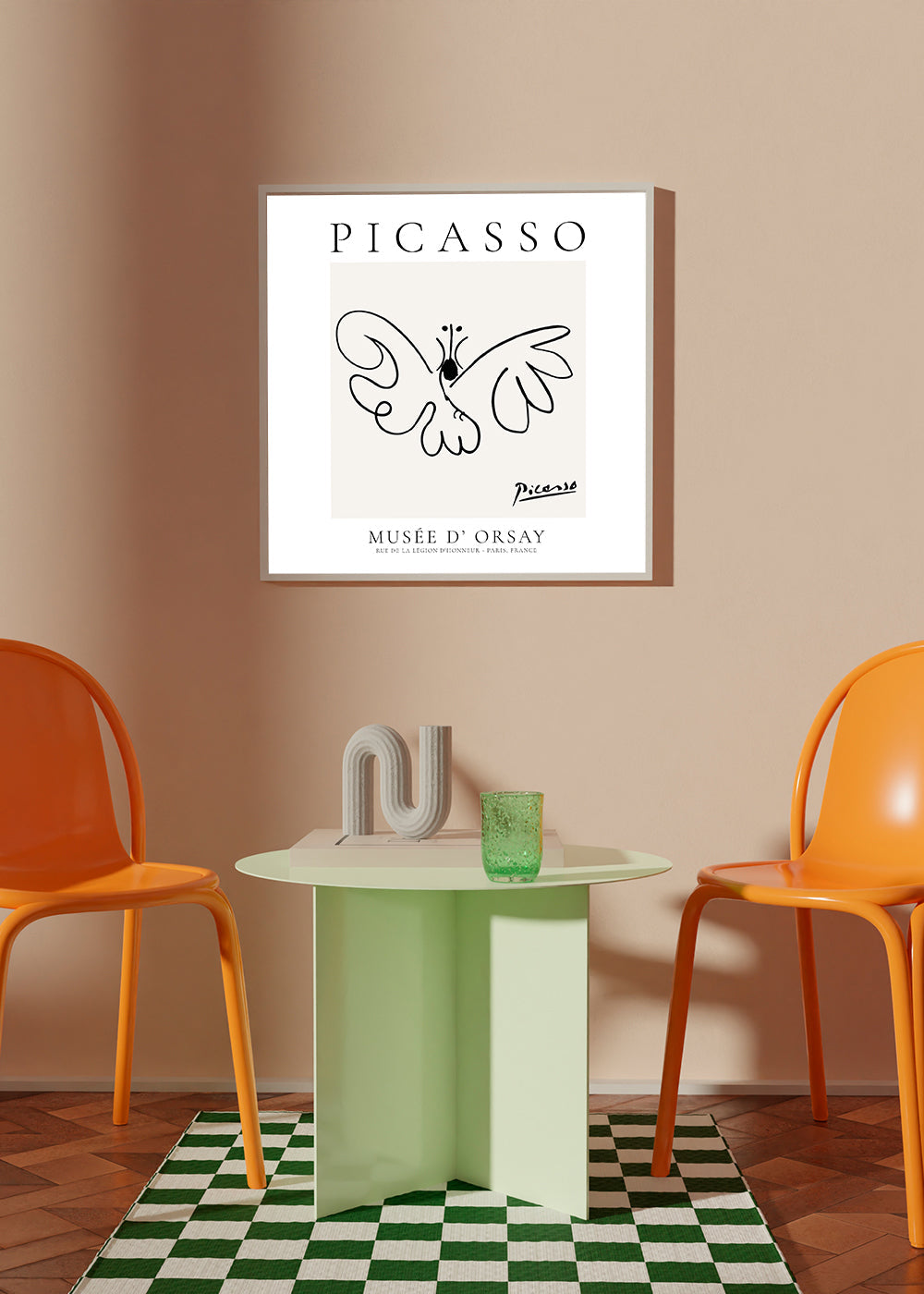 Due i linekunst inspireret af Picasso