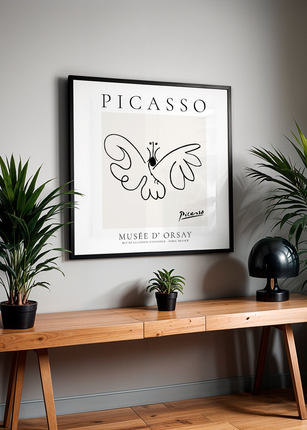 Due i linekunst inspireret af Picasso