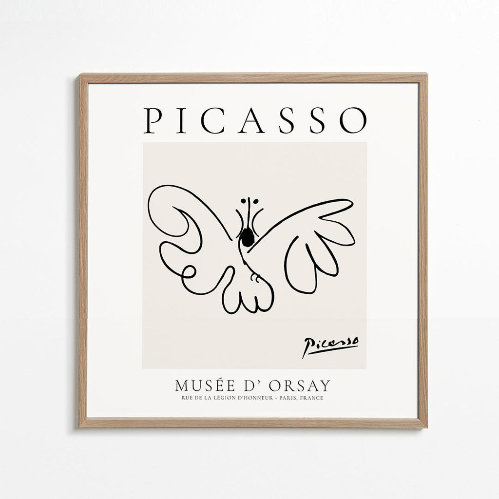 Due i linekunst inspireret af Picasso