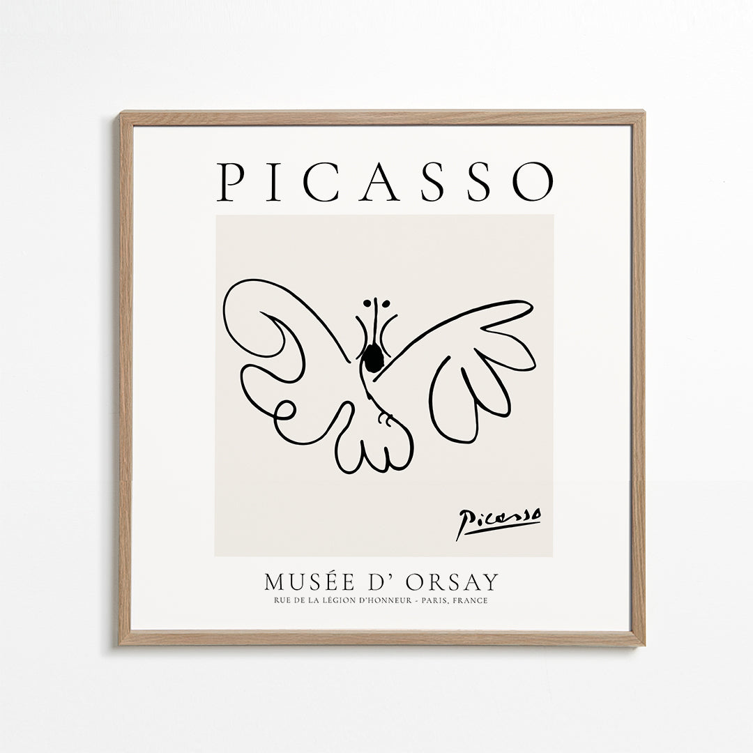 Due i linekunst inspireret af Picasso