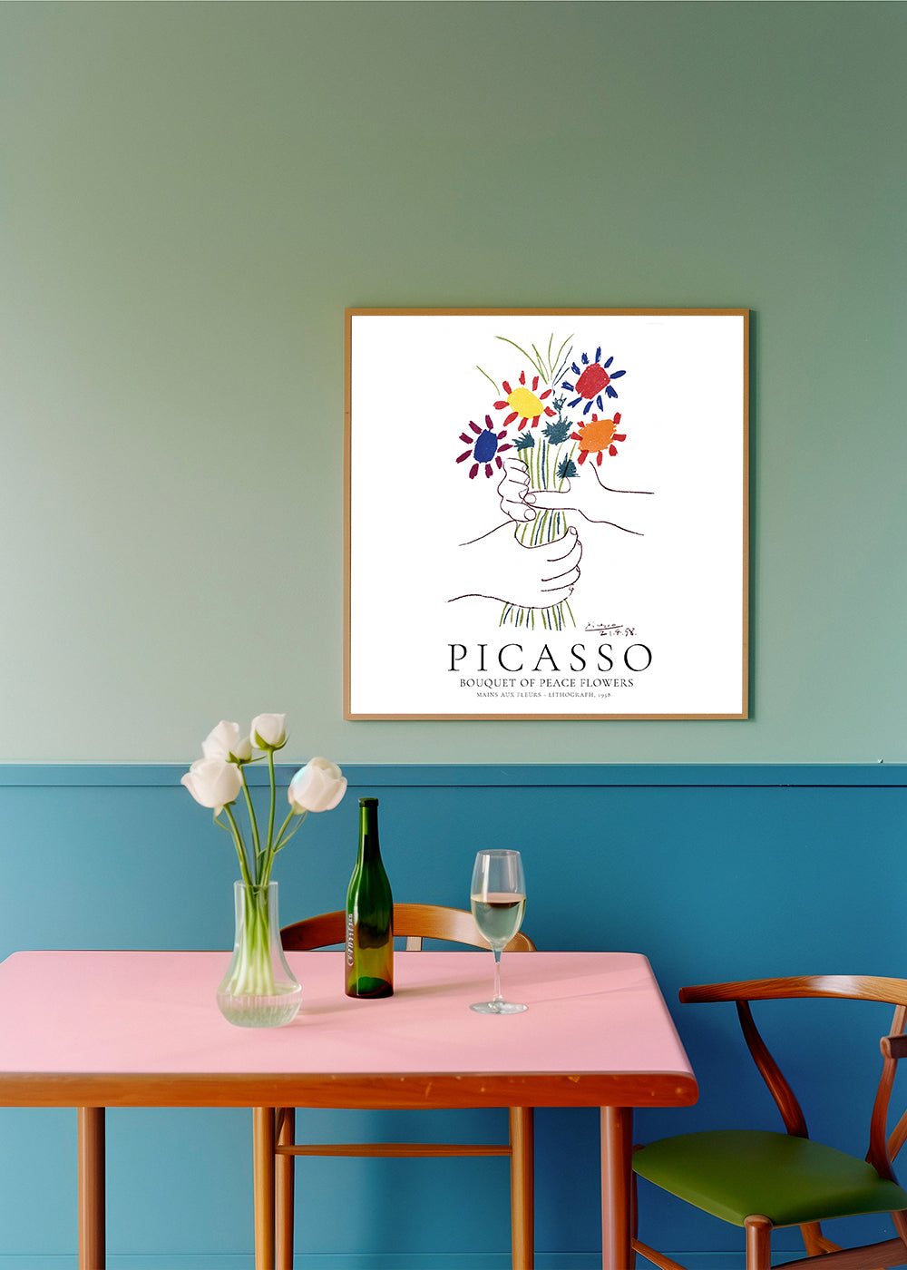 Botanisk plakat: skitse af blomsterbuket