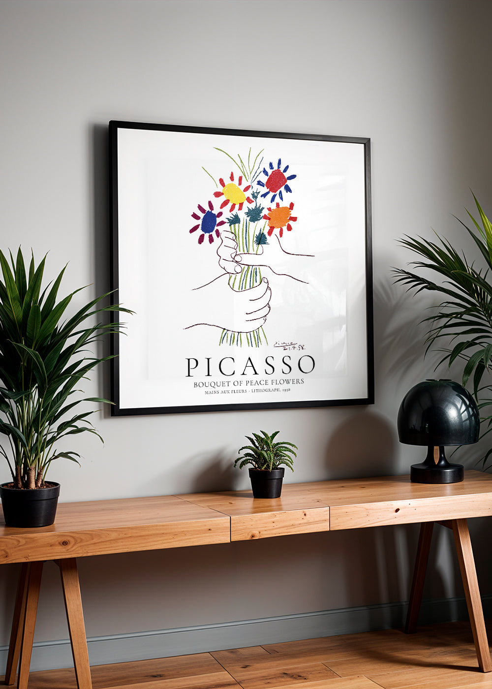 Botanisk plakat: skitse af blomsterbuket