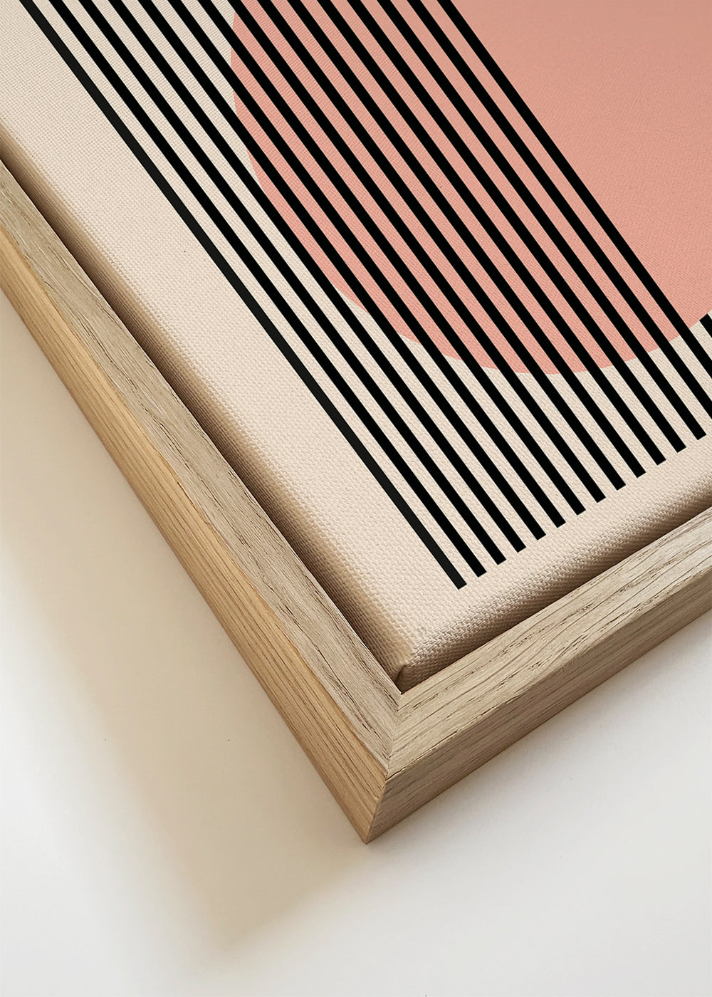 Geometrisk plakat Bauhaus rosa cirkel og striber