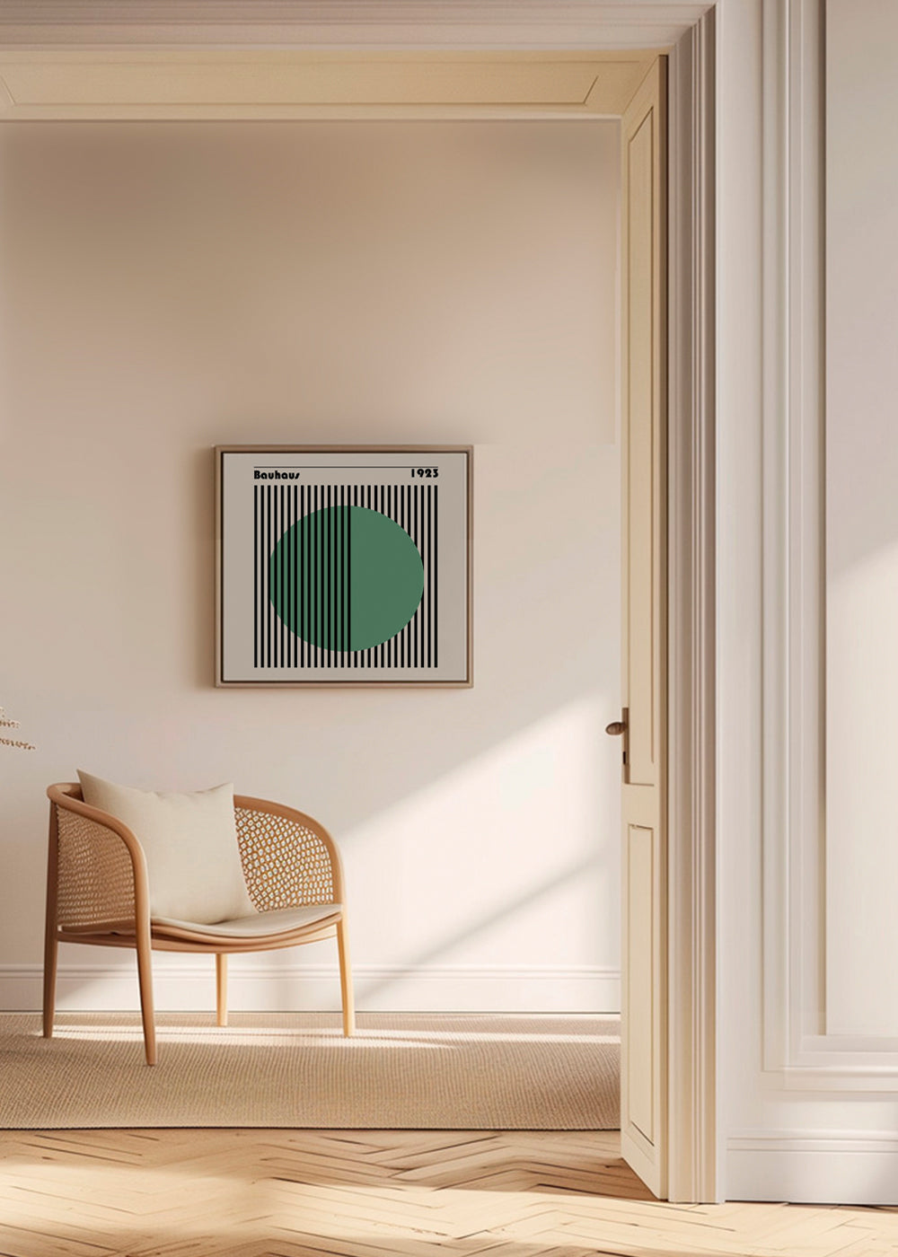Geometrisk plakat Bauhaus med grøn cirkel