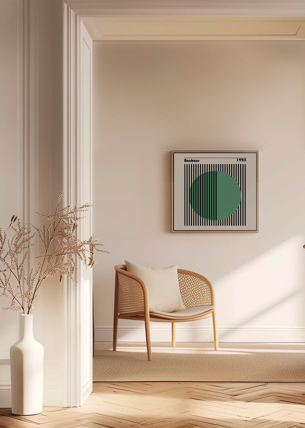 Geometrisk plakat Bauhaus med grøn cirkel