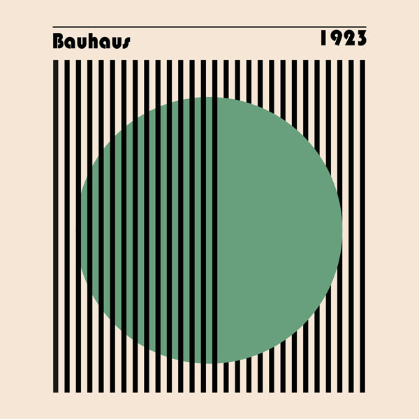 Geometrisk plakat Bauhaus med grøn cirkel
