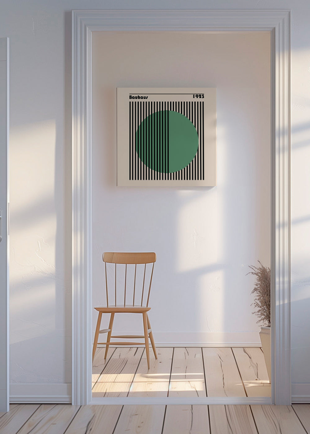 Geometrisk plakat Bauhaus med grøn cirkel