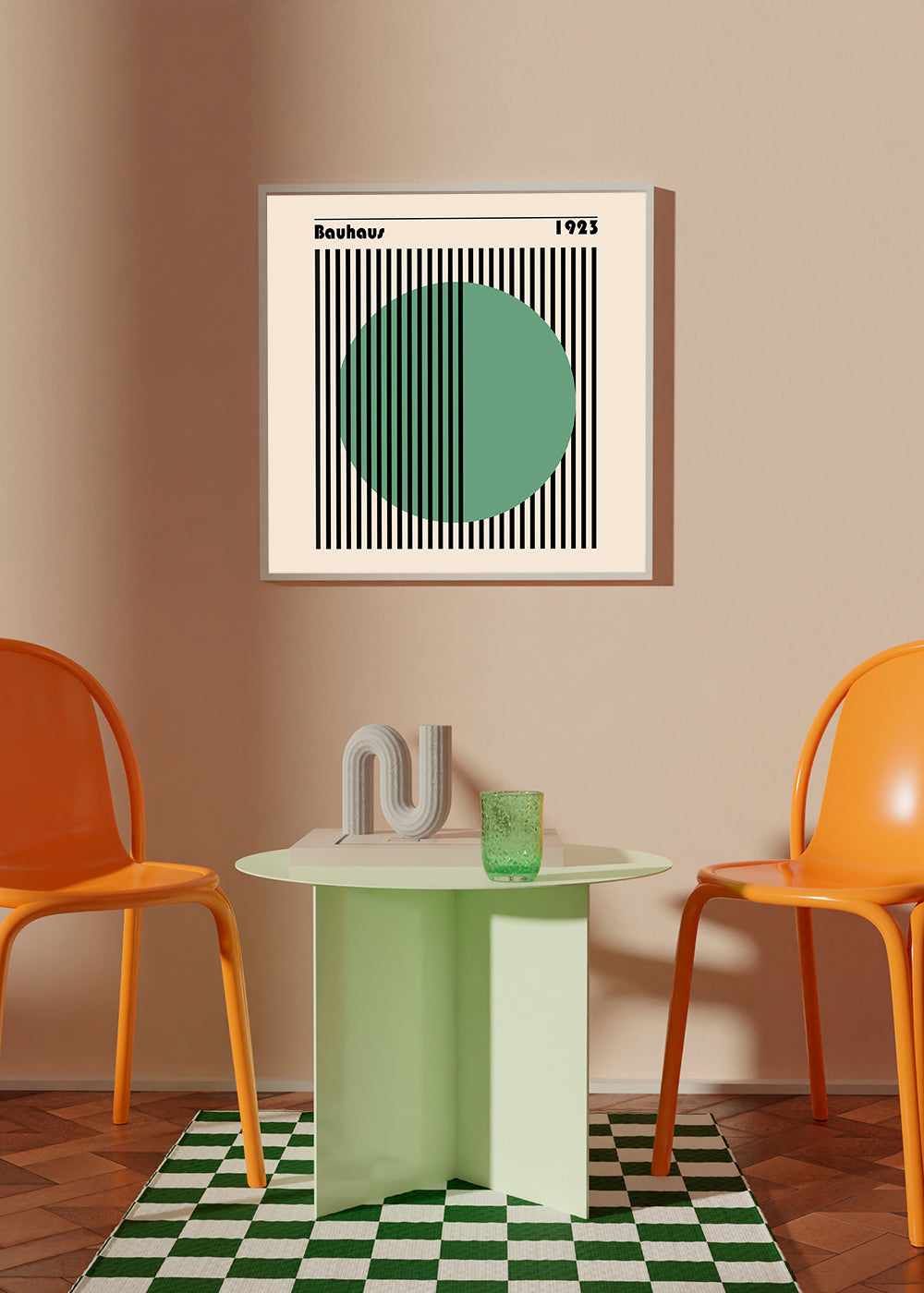 Geometrisk plakat Bauhaus med grøn cirkel