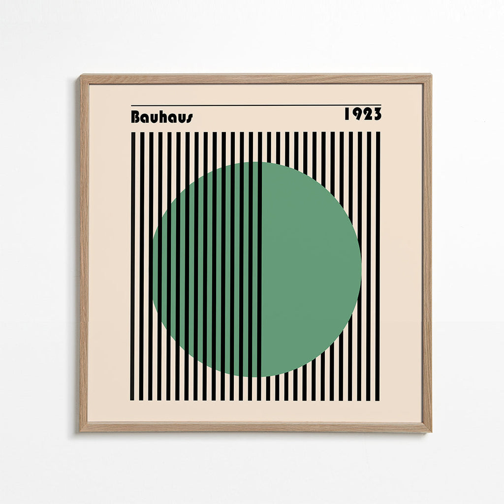 Geometrisk plakat Bauhaus med grøn cirkel
