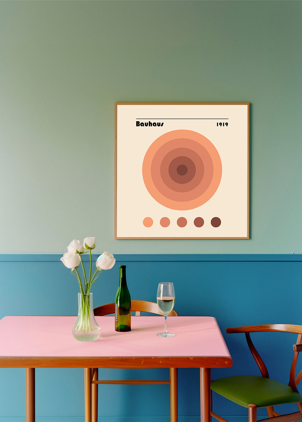 Geometrisk plakat Bauhaus med koncentriske cirkler
