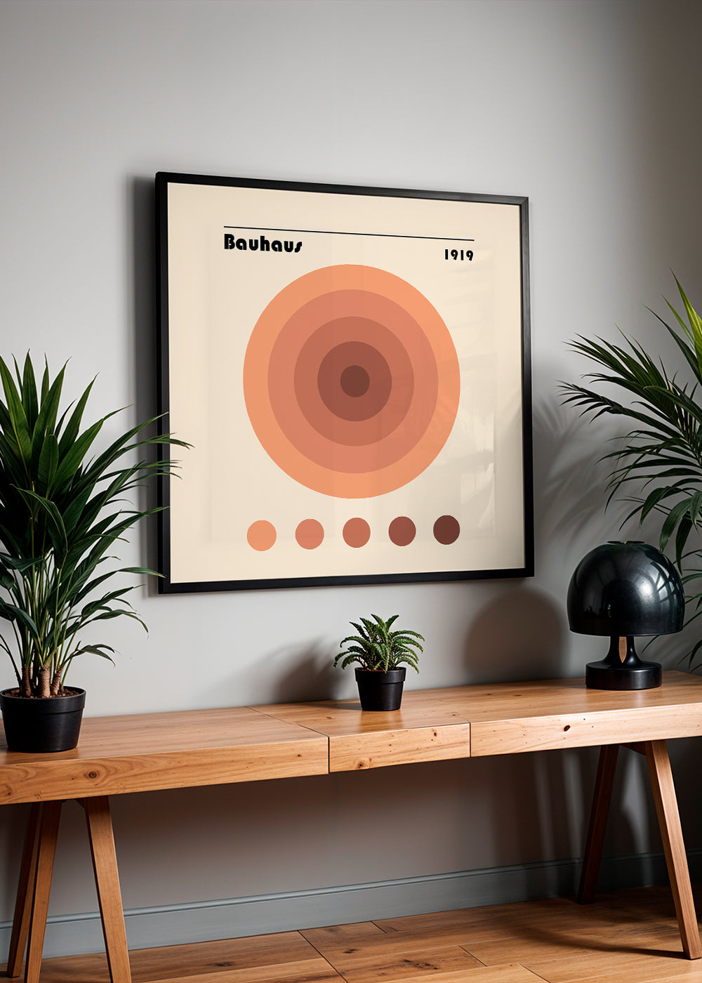 Geometrisk plakat Bauhaus med koncentriske cirkler