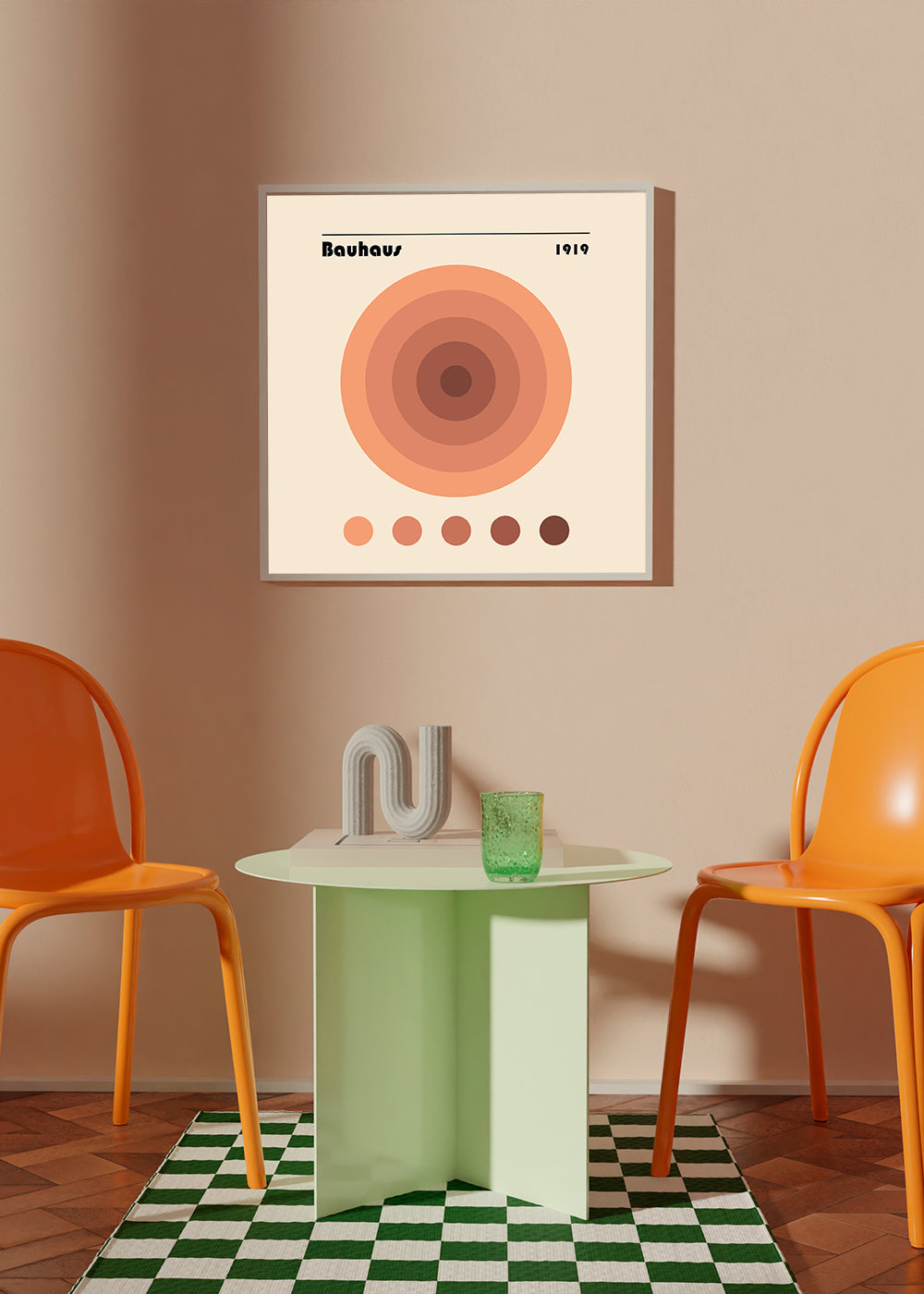 Geometrisk plakat Bauhaus med koncentriske cirkler