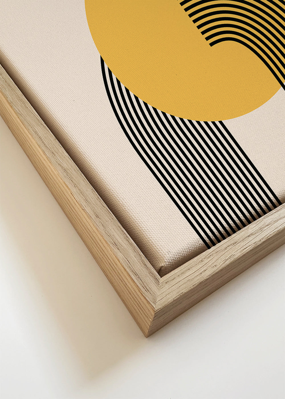 Geometrisk plakat Bauhaus gul sol og buer