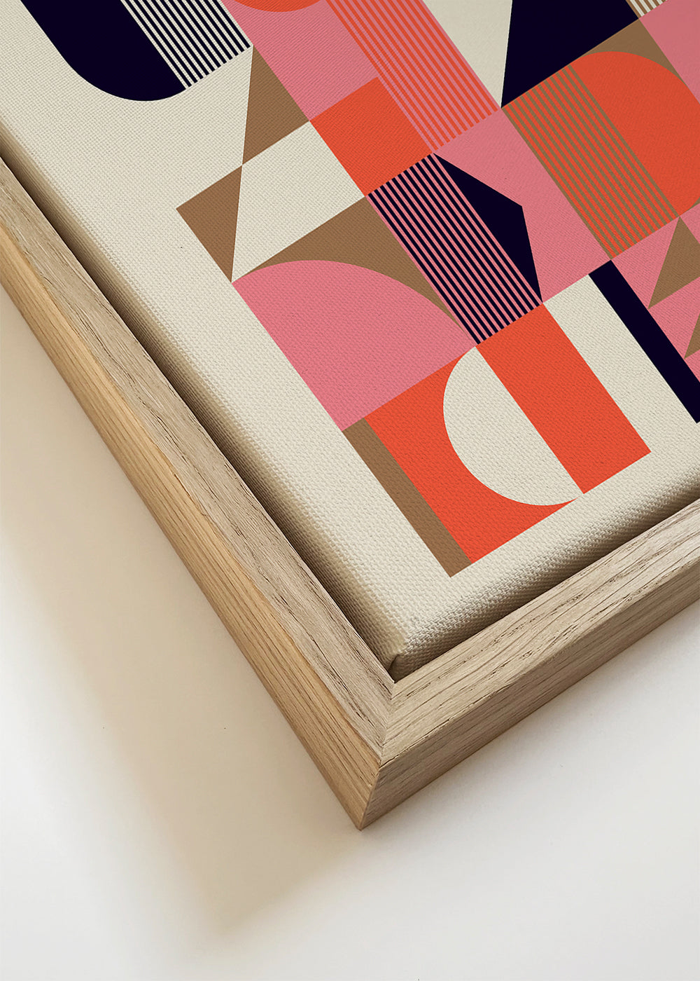 Geometrisk plakat Bauhaus koral og beige
