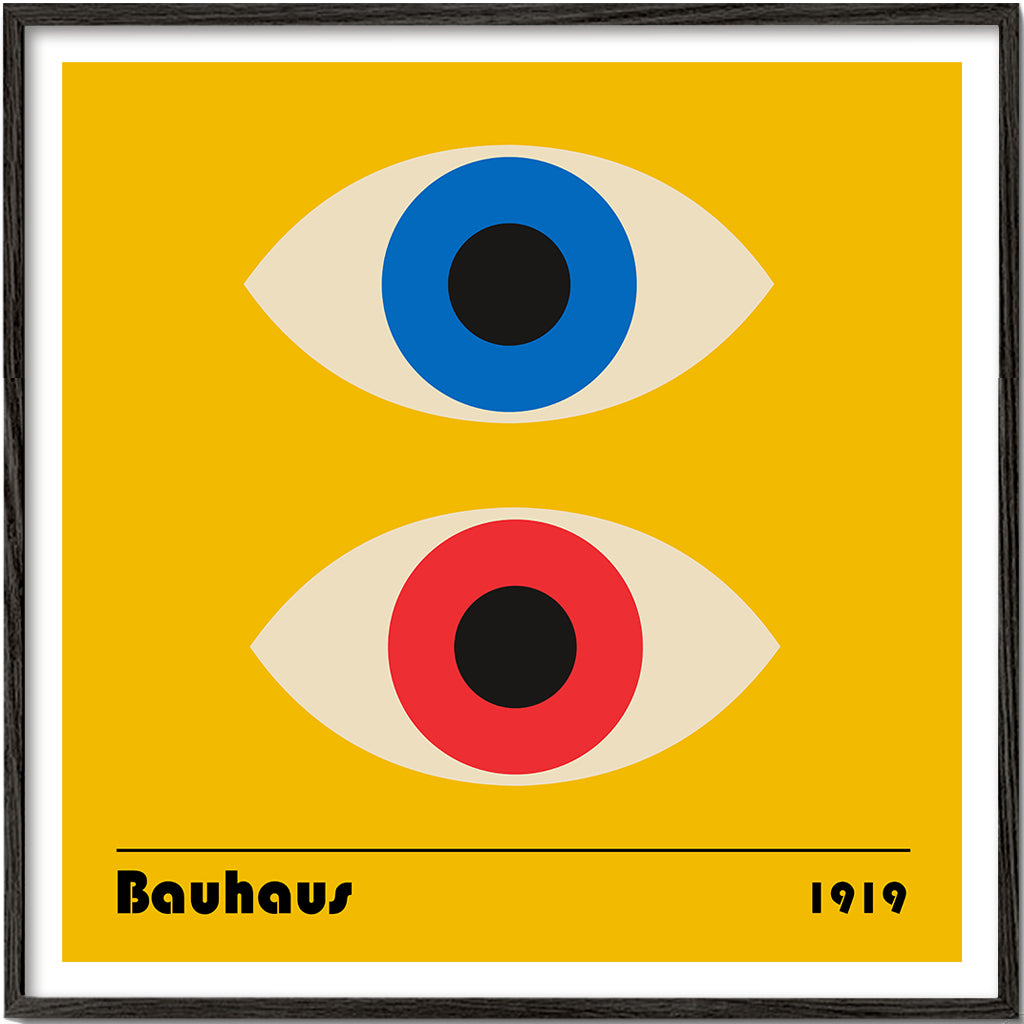 Geometrisk billede med Bauhaus-øjne