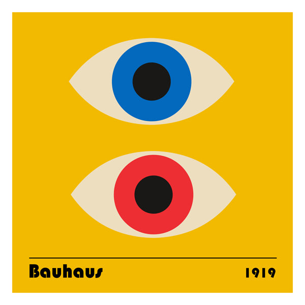 Geometrisk billede med Bauhaus-øjne
