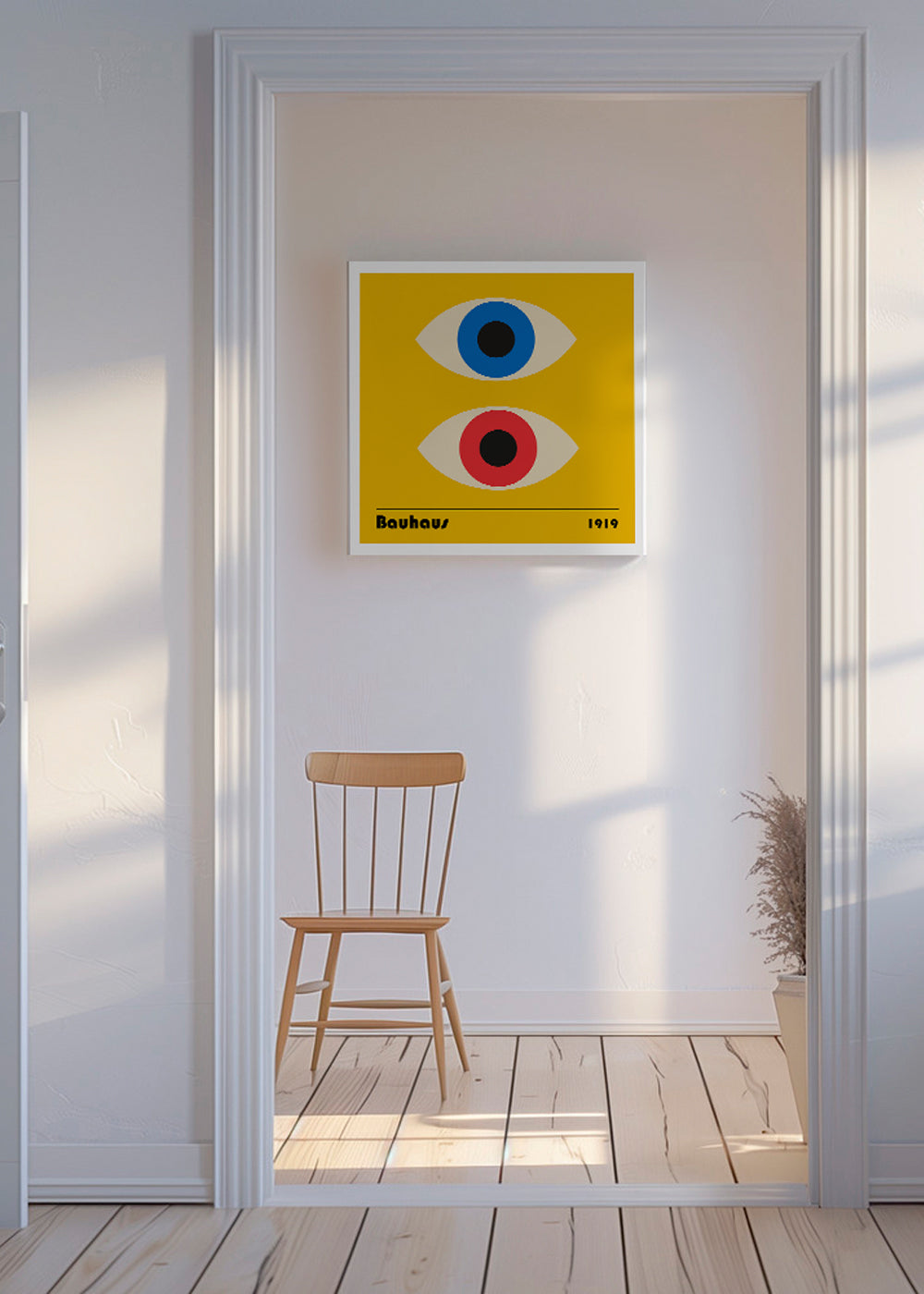 Geometrisk billede med Bauhaus-øjne