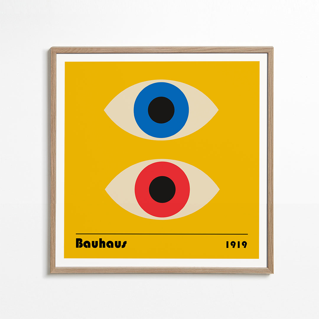 Geometrisk billede med Bauhaus-øjne