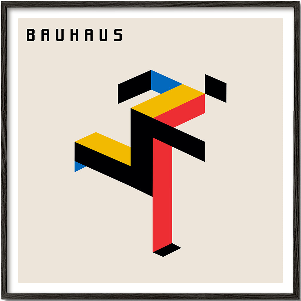 Geometrisk plakat Bauhaus med isometriske blokke