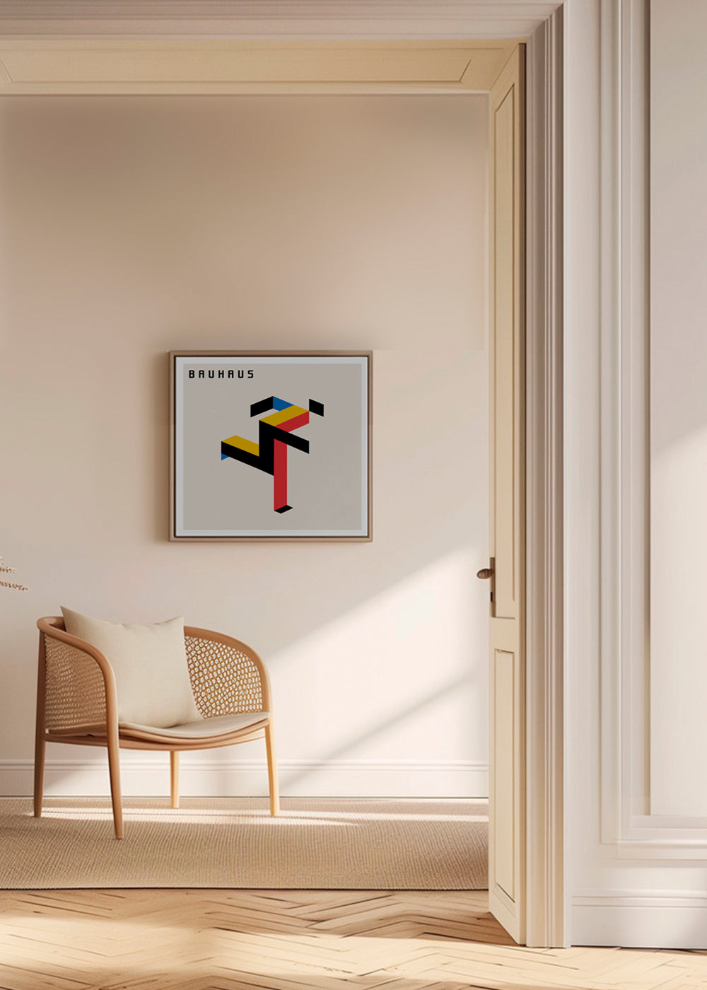 Geometrisk plakat Bauhaus med isometriske blokke