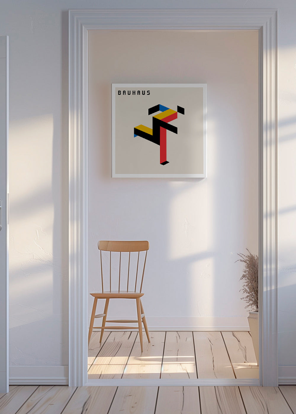 Geometrisk plakat Bauhaus med isometriske blokke