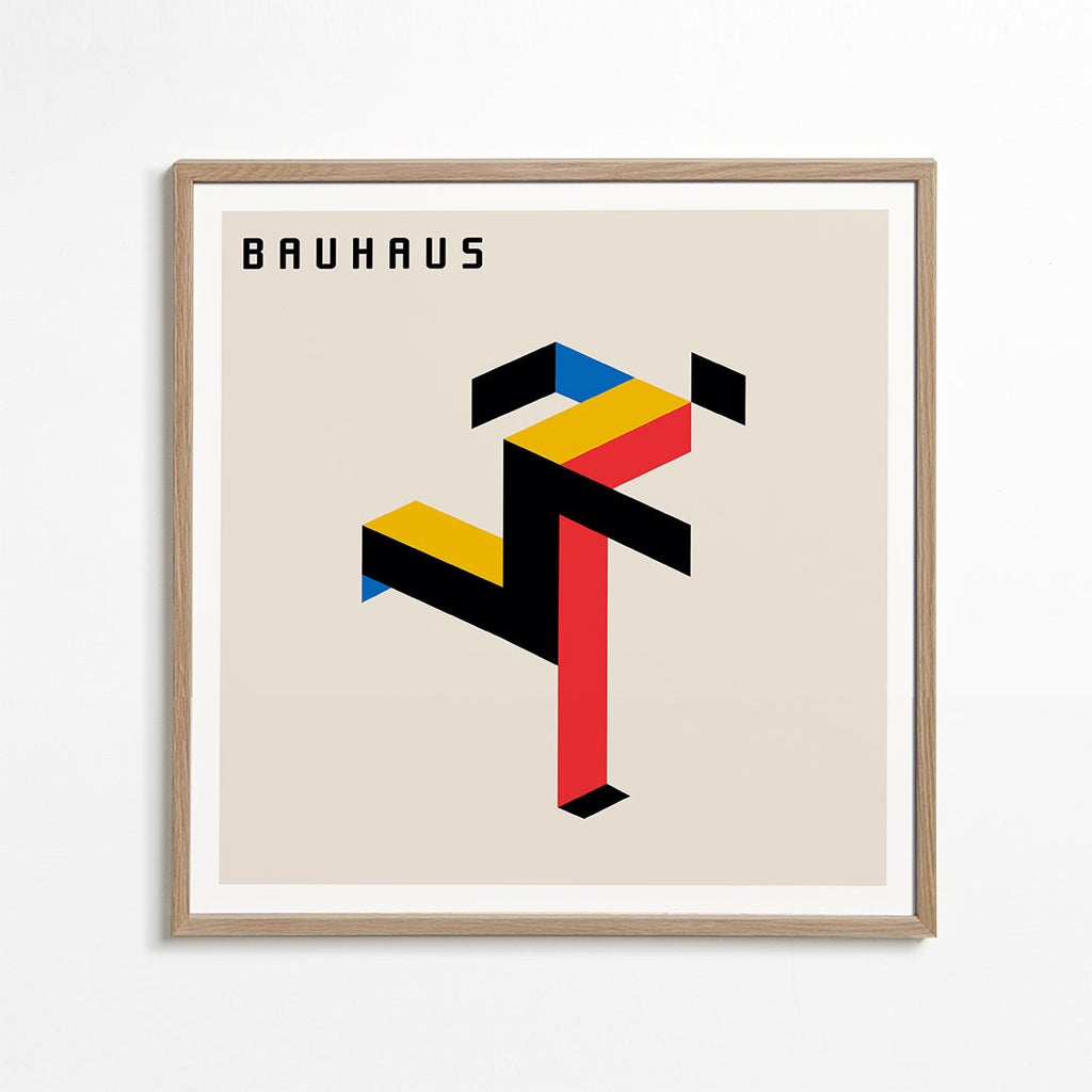 Geometrisk plakat Bauhaus med isometriske blokke