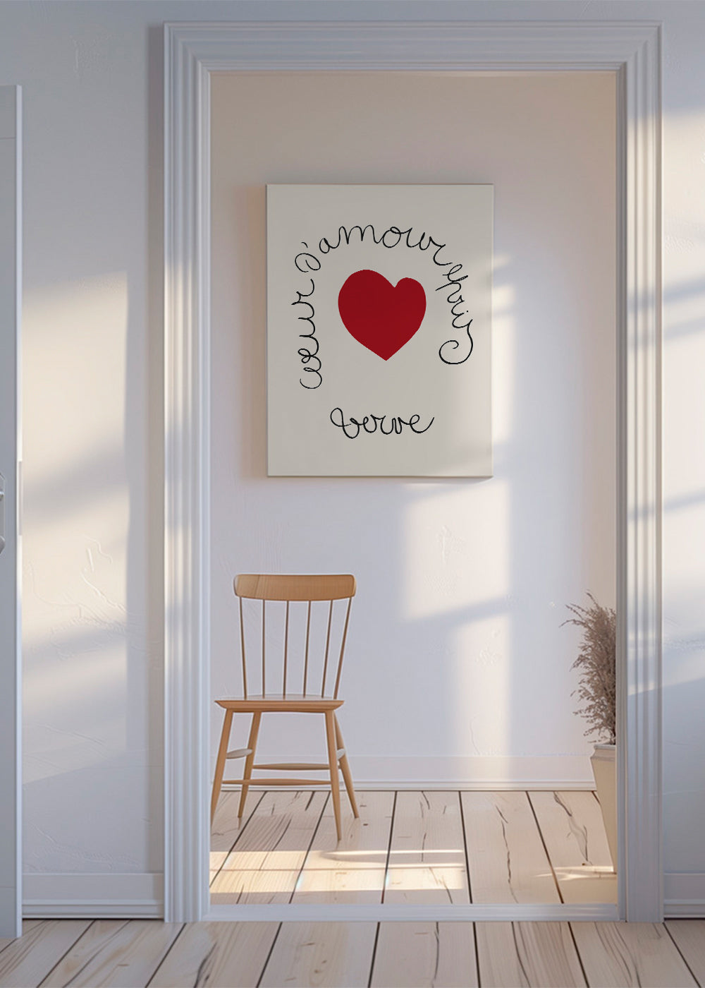 Rødt hjerte illustration med buet lettering