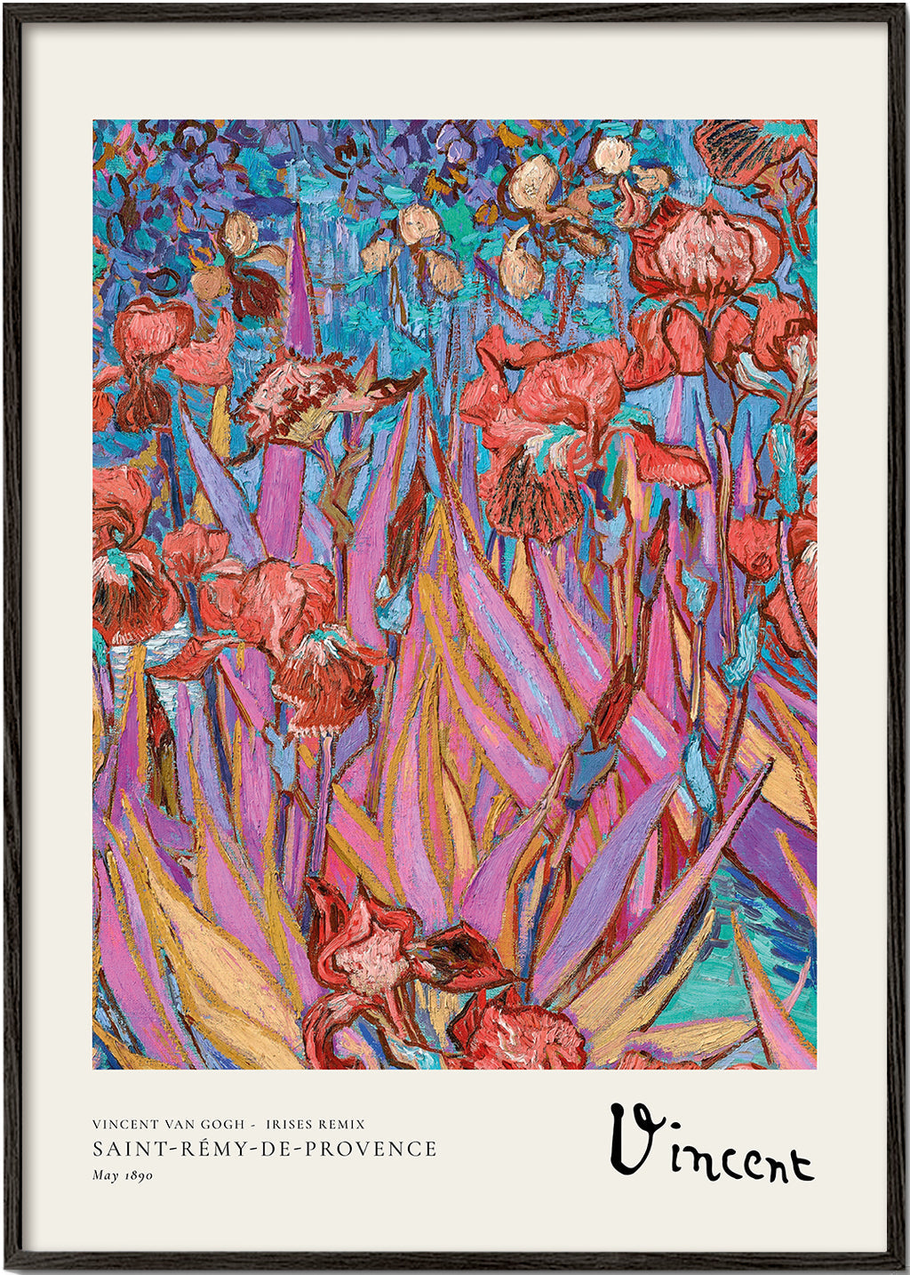 Botanisk plakat: Farverige iris