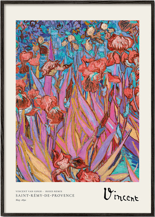 Botanisk plakat: Farverige iris