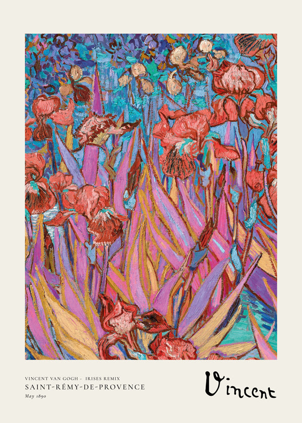 Botanisk plakat: Farverige iris