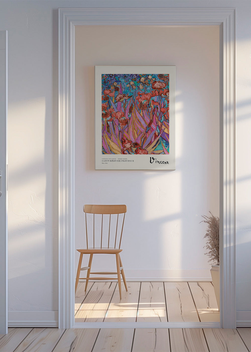 Botanisk plakat: Farverige iris