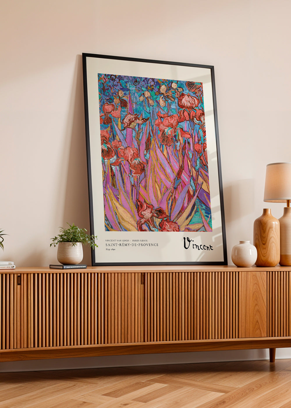 Botanisk plakat: Farverige iris