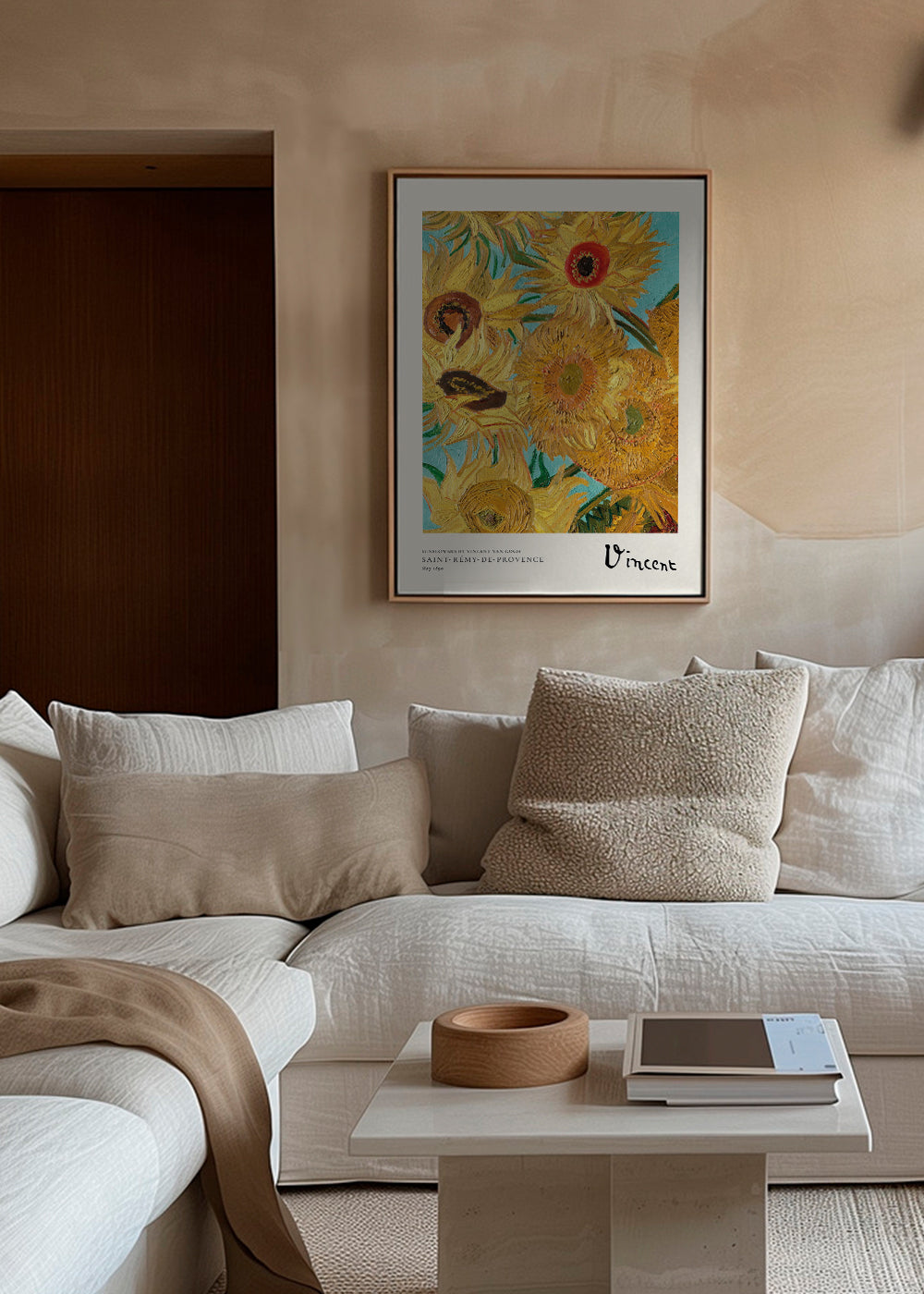 Botanisk plakat med solsikker i olie