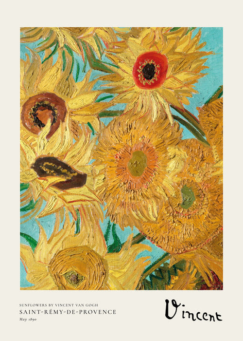 Botanisk plakat med solsikker i olie