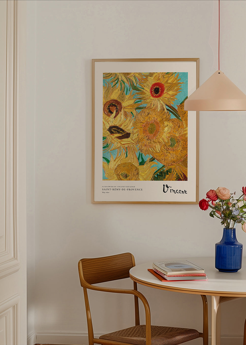 Botanisk plakat med solsikker i olie