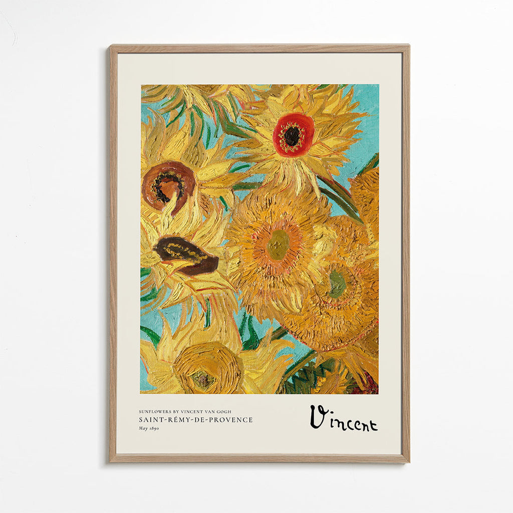 Botanisk plakat med solsikker i olie