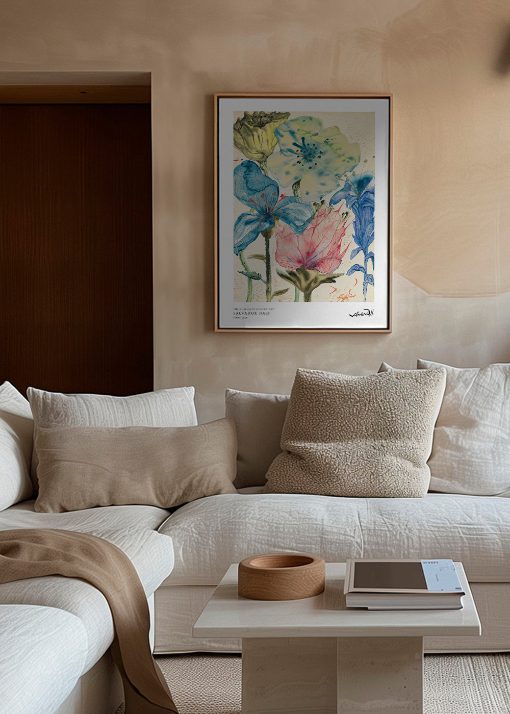 Botanisk plakat Dali blomster i akvarel