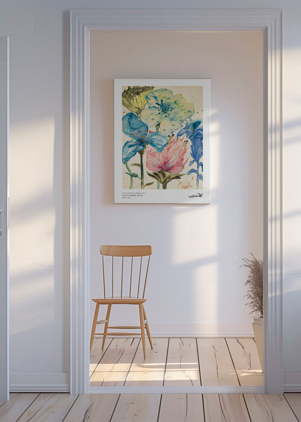 Botanisk plakat Dali blomster i akvarel