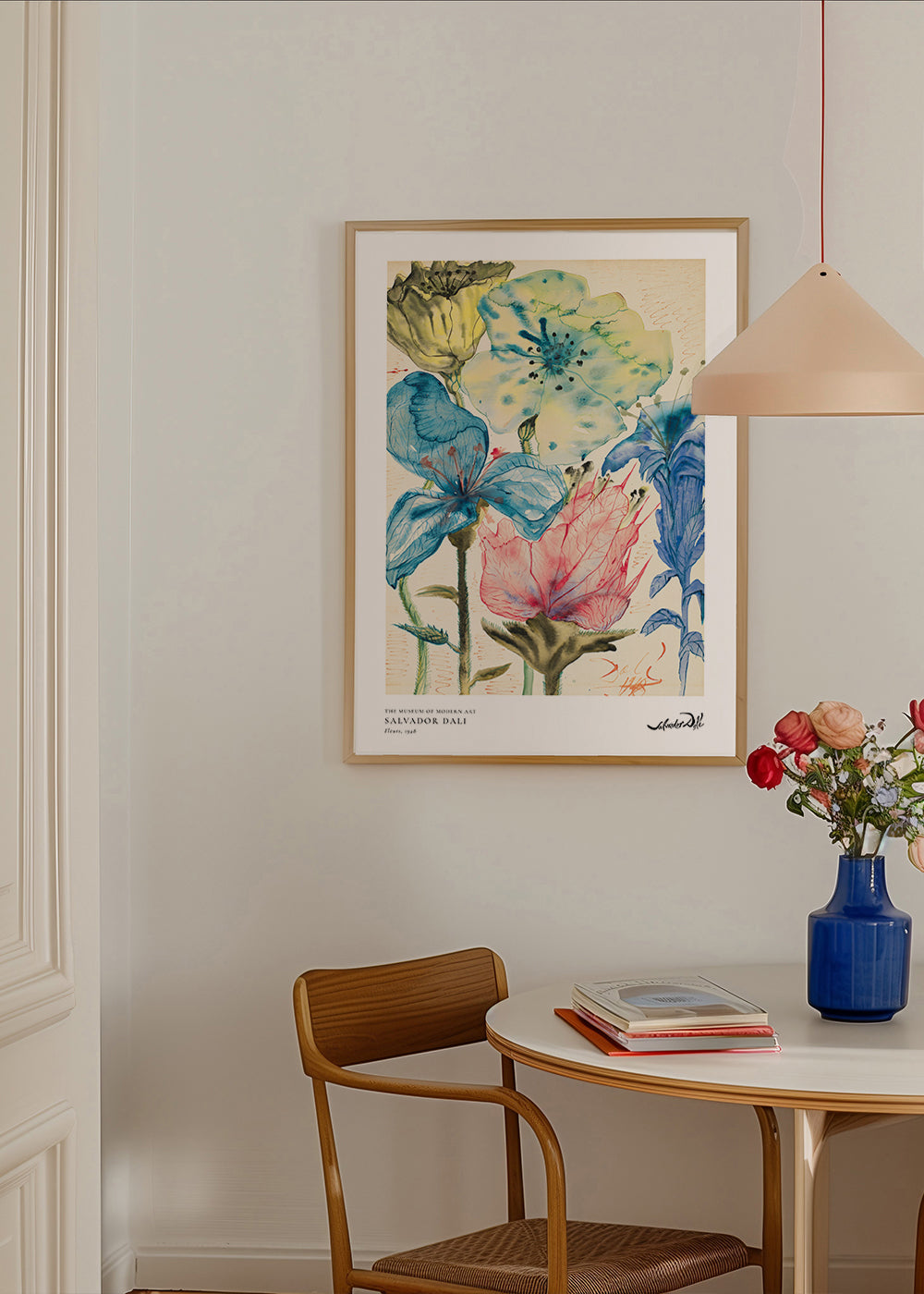 Botanisk plakat Dali blomster i akvarel