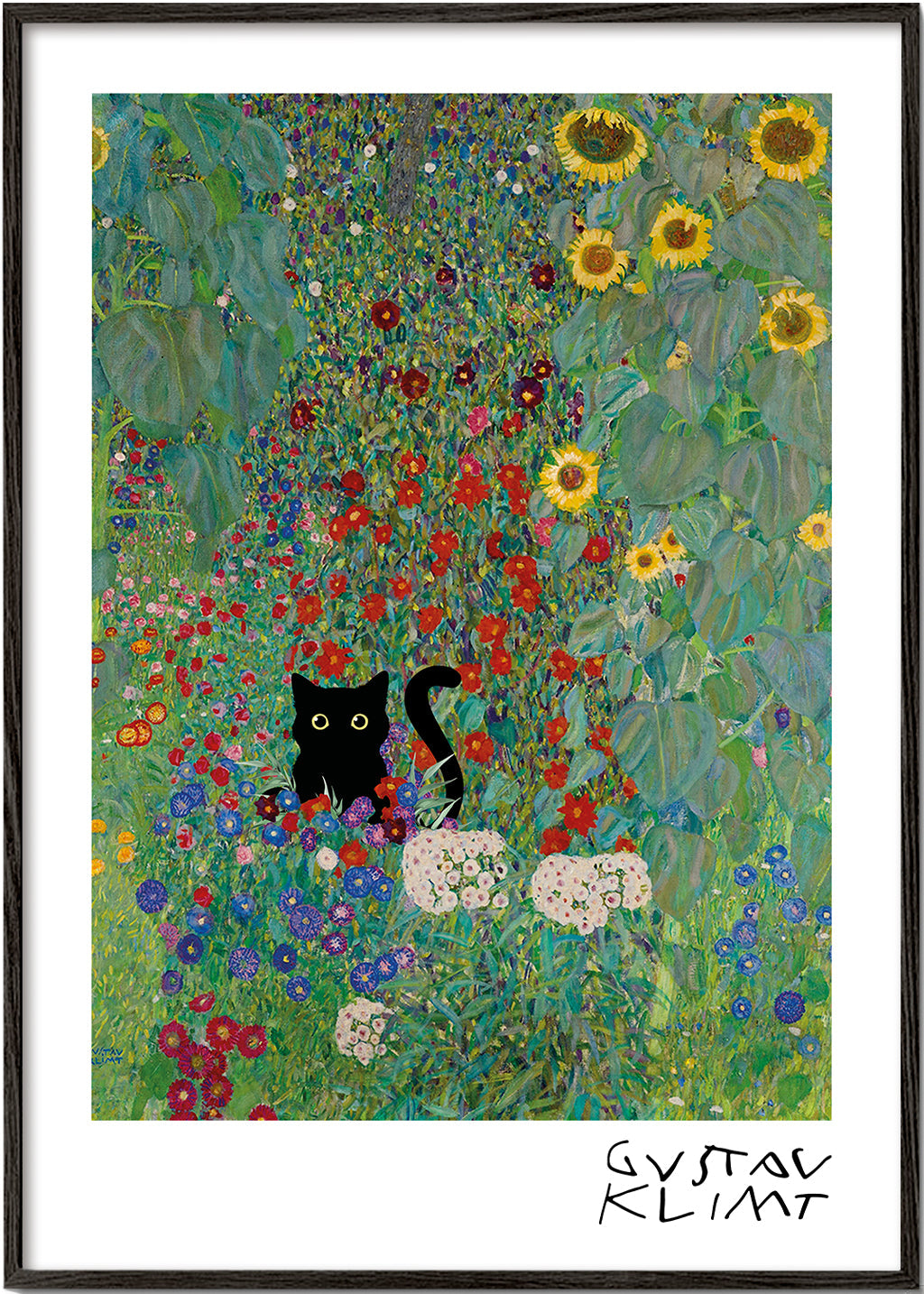 Kat i have kunstværk i Klimt-stil