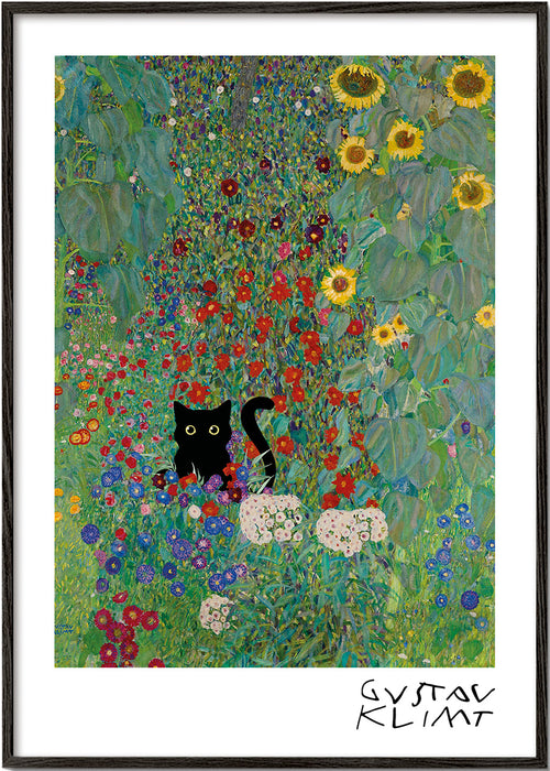 Kat i have kunstværk i Klimt-stil