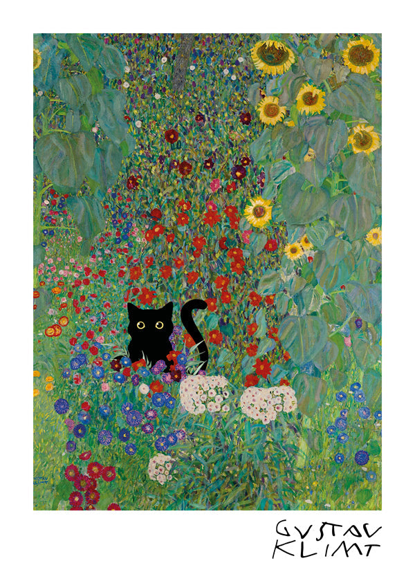 Kat i have kunstværk i Klimt-stil