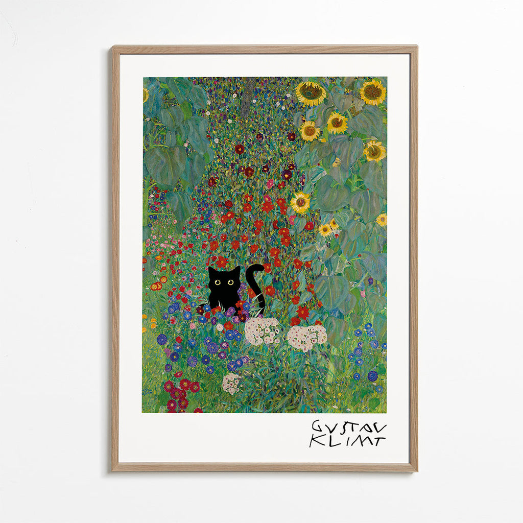 Kat i have kunstværk i Klimt-stil