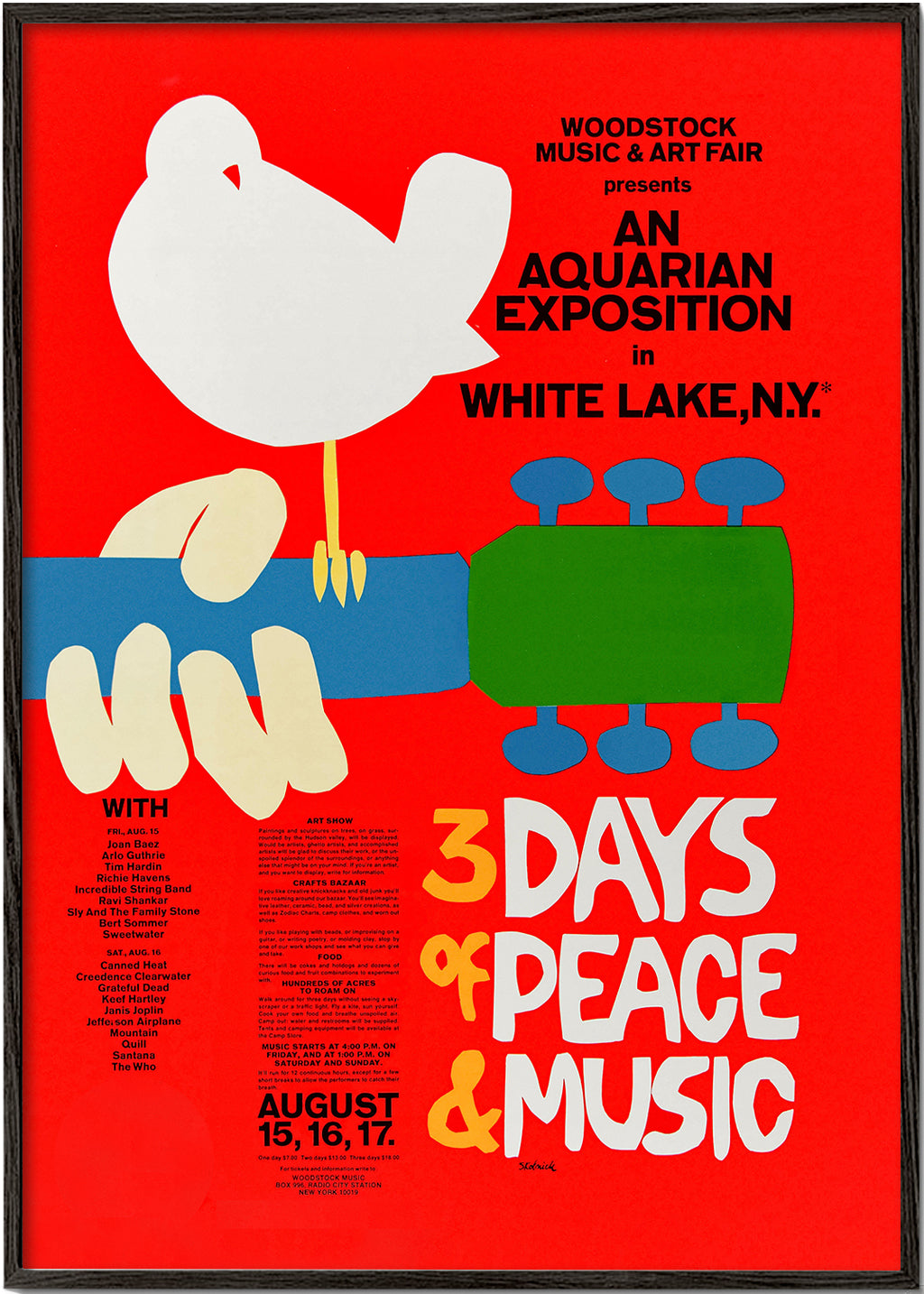 Vintage plakat Woodstock 3 Days of Peace