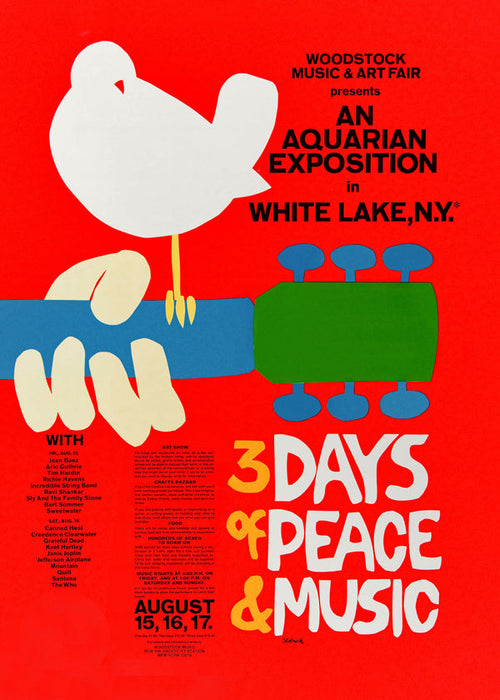 Vintage plakat Woodstock 3 Days of Peace